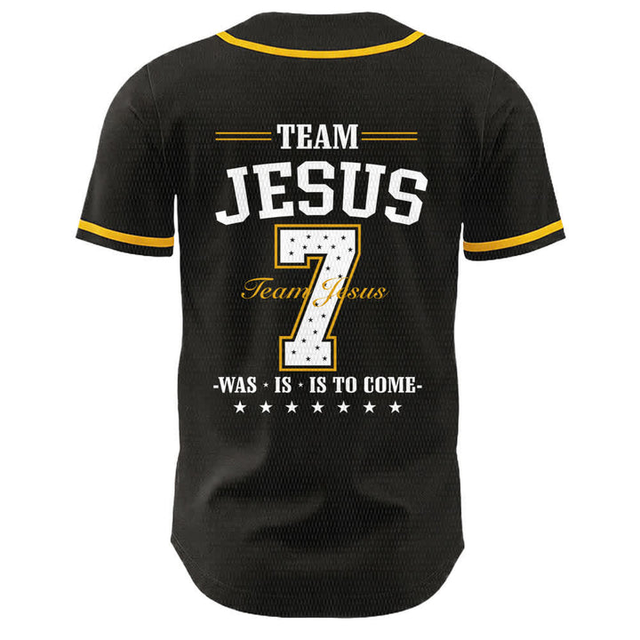Christianartworkshop Team Jesus Number 7 Was Is Is To Come Unisex Baseball Jersey - image 4