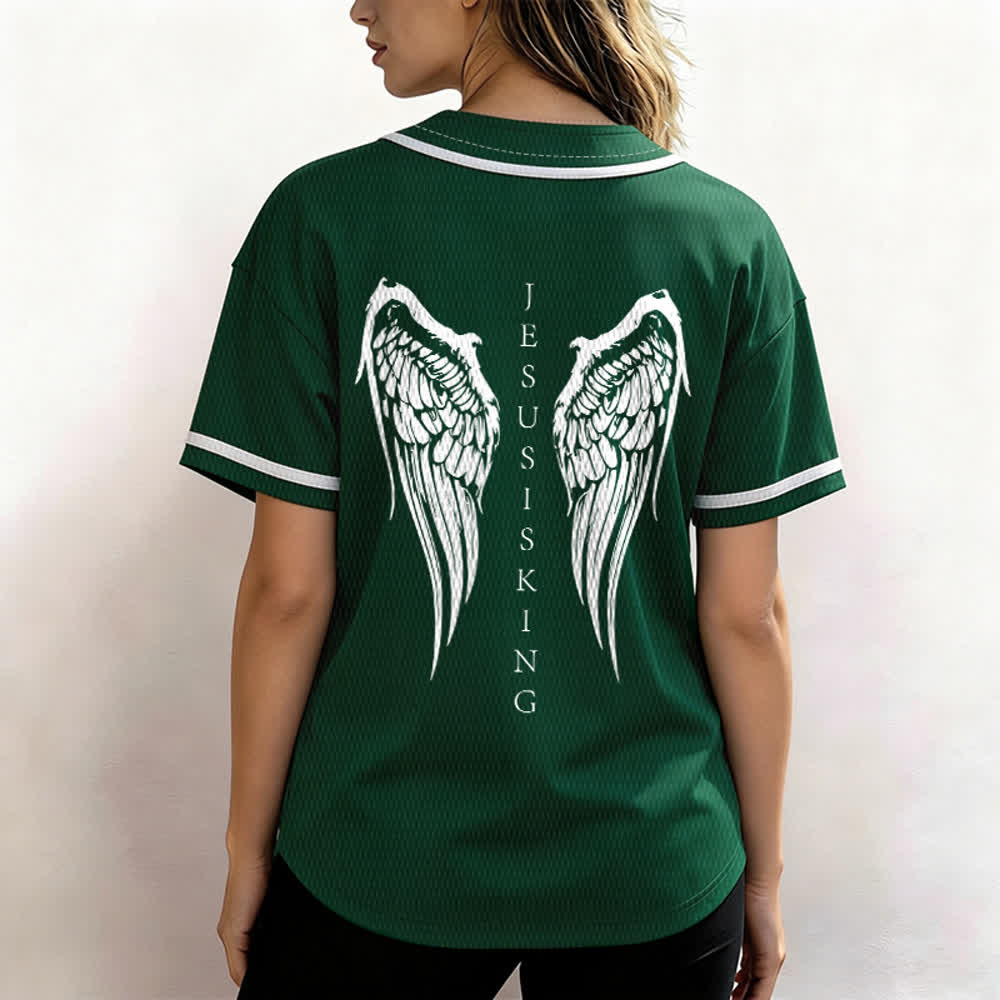 Christianartworkshop Jesus Is King Angel Wings Cross Faith Statement Custom Baseball Jersey - image 52