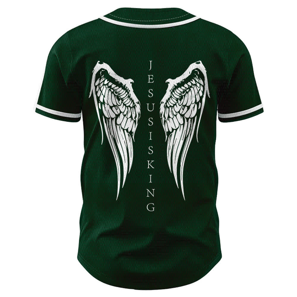 Christianartworkshop Jesus Is King Angel Wings Cross Faith Statement Custom Baseball Jersey - image 50