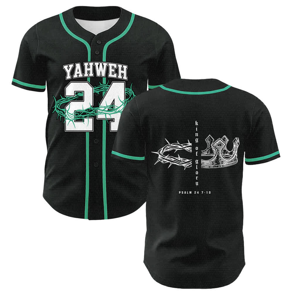 Christianartworkshop Yahweh 24 King Of Glory Psalm 24 Unisex Baseball Jersey - Dark Green - 5XL - image 24