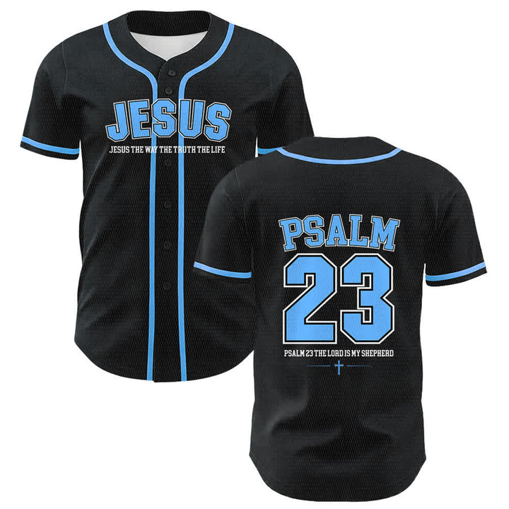 Christianartworkshop Jesus Psalm 23 The Lord Is My Shepherd Unisex Baseball Jersey - Blue - 5XL - image 3