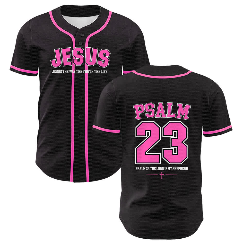 Christianartworkshop Jesus Psalm 23 The Lord Is My Shepherd Unisex Baseball Jersey - Pink - 5XL - image 9