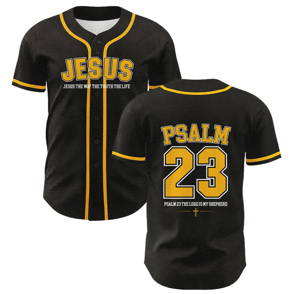 Christianartworkshop Jesus Psalm 23 The Lord Is My Shepherd Unisex Baseball Jersey - Yellow - 5XL - image 0