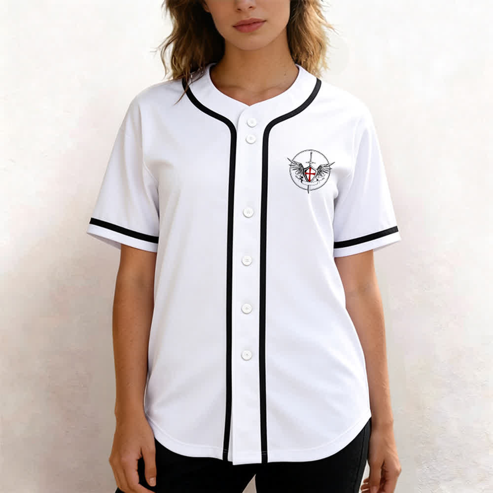 Christianartworkshop St.Michael Archangel Defend Us Unisex Baseball Jersey - image 6