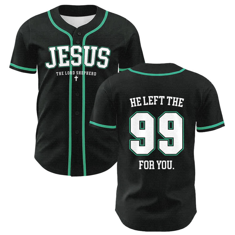 Christianartworkshop Jesus He Left The 99 For You Unisex Baseball Jersey - Dark Green - 5XL - image 24