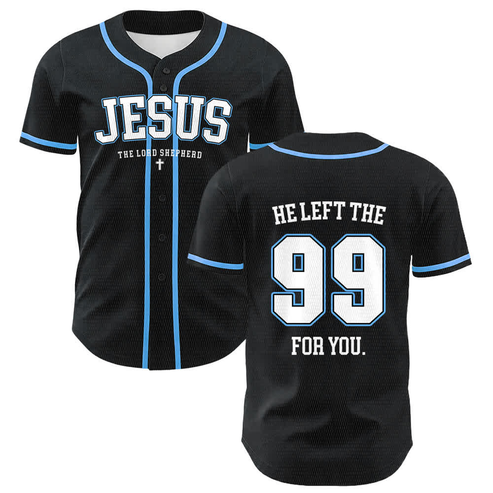 Christianartworkshop Jesus He Left The 99 For You Unisex Baseball Jersey - Blue - 5XL - image 3