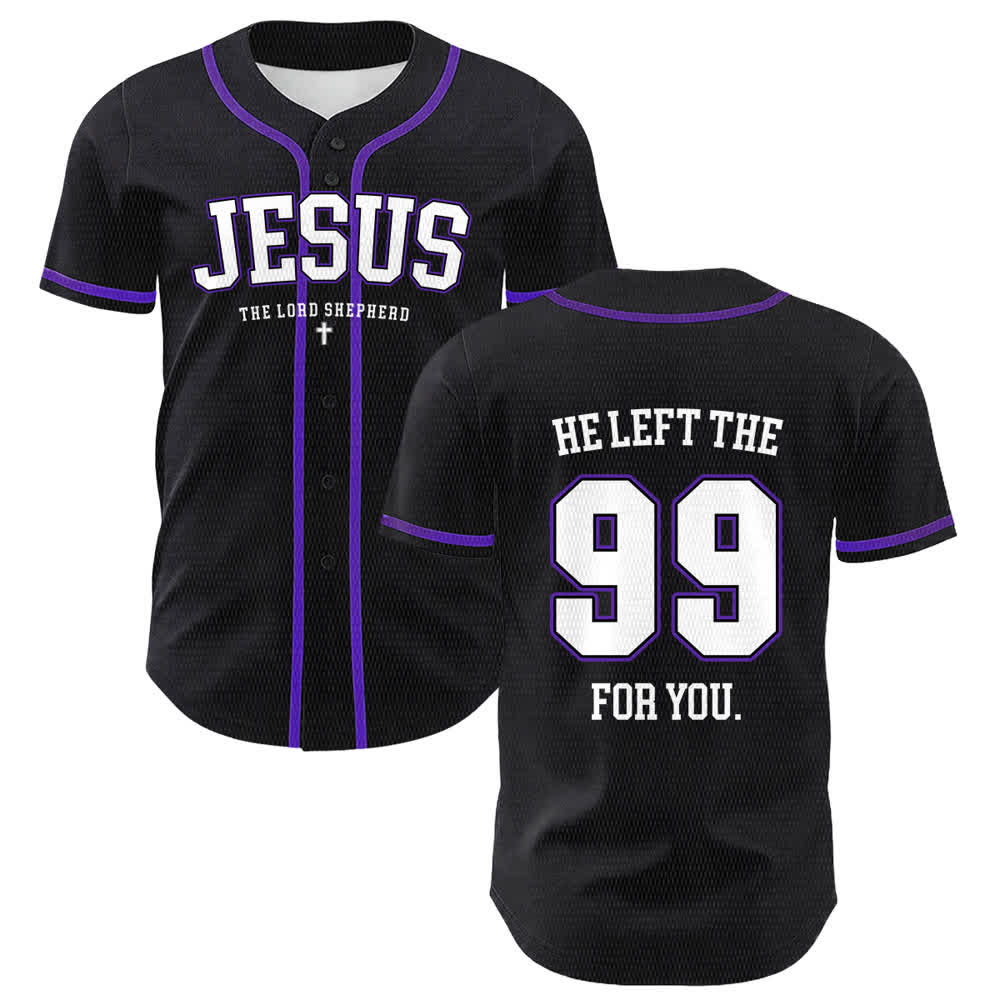 Christianartworkshop Jesus He Left The 99 For You Unisex Baseball Jersey - Purple - 5XL - image 21