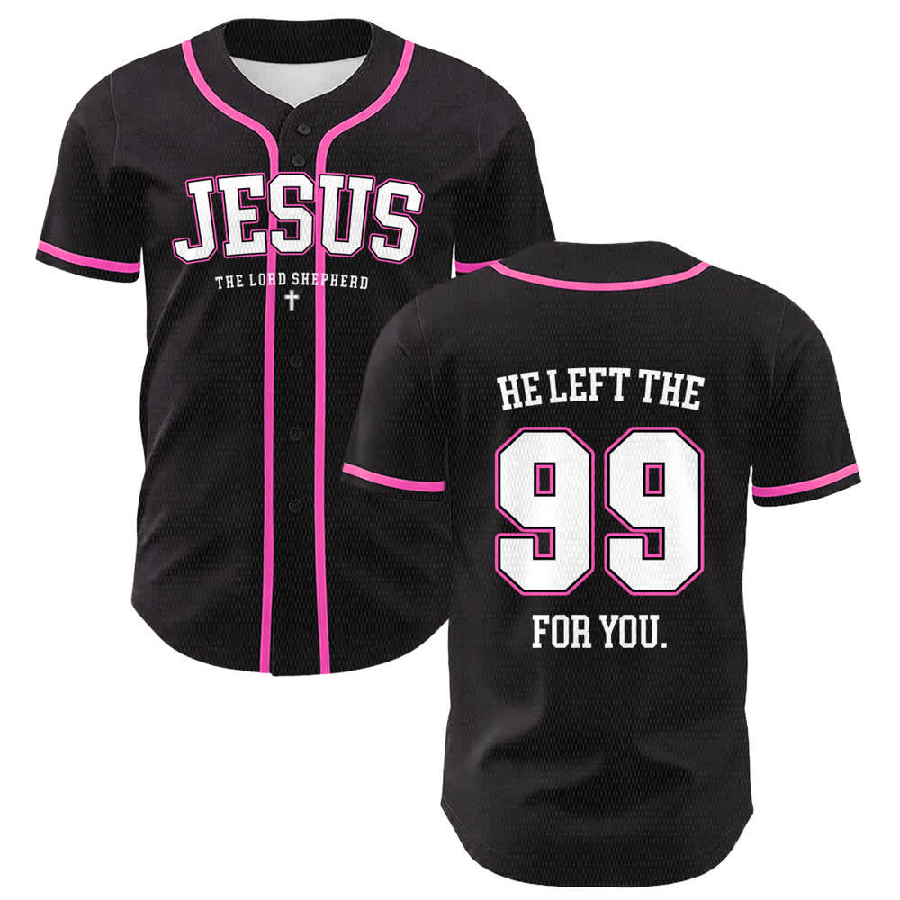 Christianartworkshop Jesus He Left The 99 For You Unisex Baseball Jersey - Pink - 5XL - image 9