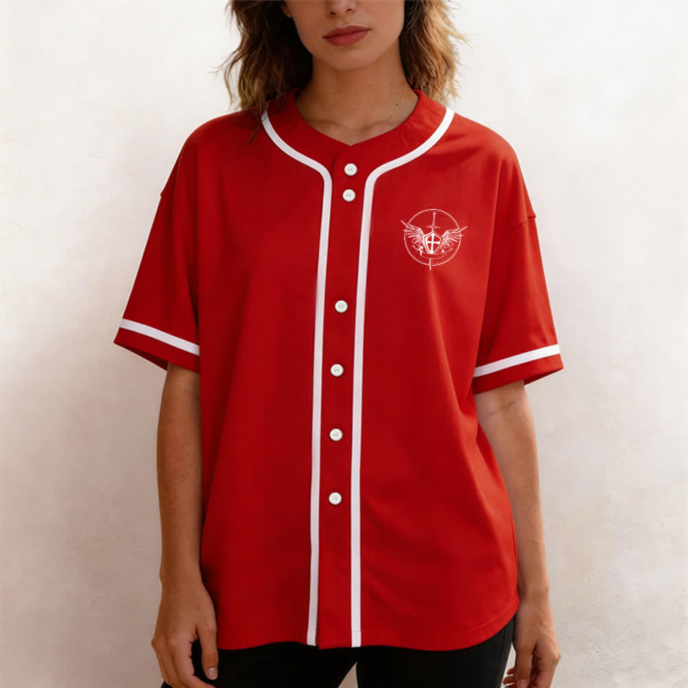 Christianartworkshop St.Michael Archangel Defend Us Unisex Baseball Jersey - image 18
