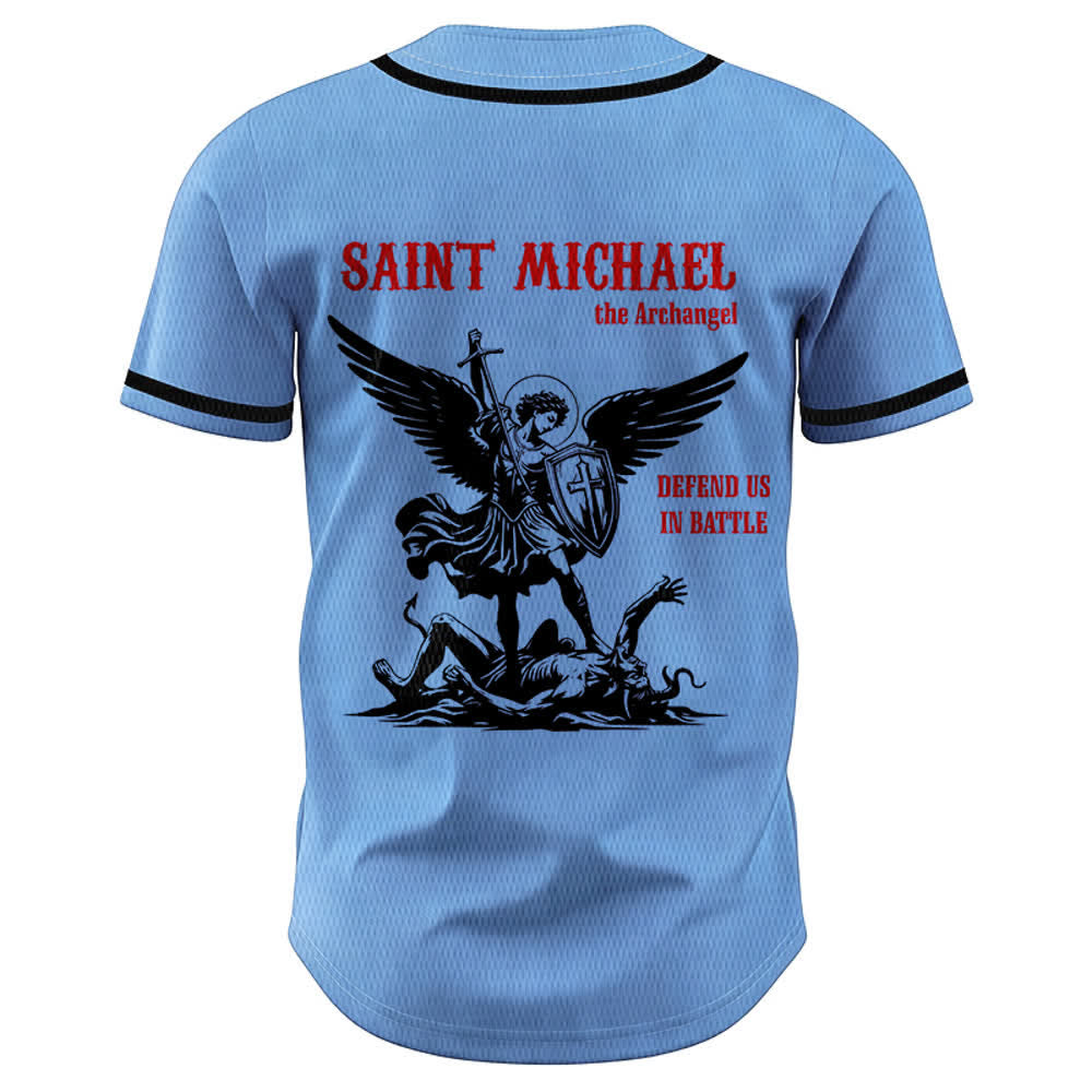 Christianartworkshop St.Michael Archangel Defend Us Unisex Baseball Jersey - image 29