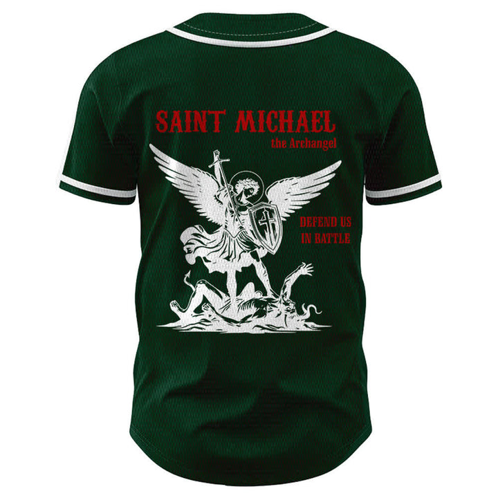 Christianartworkshop St.Michael Archangel Defend Us Unisex Baseball Jersey - image 43