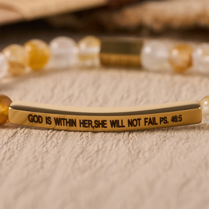 Christianartworkshop Engraved Curved Bar Stretch Beaded Bracelet With Psalm Verse God Is Within Her She Will Not Fail - image 11