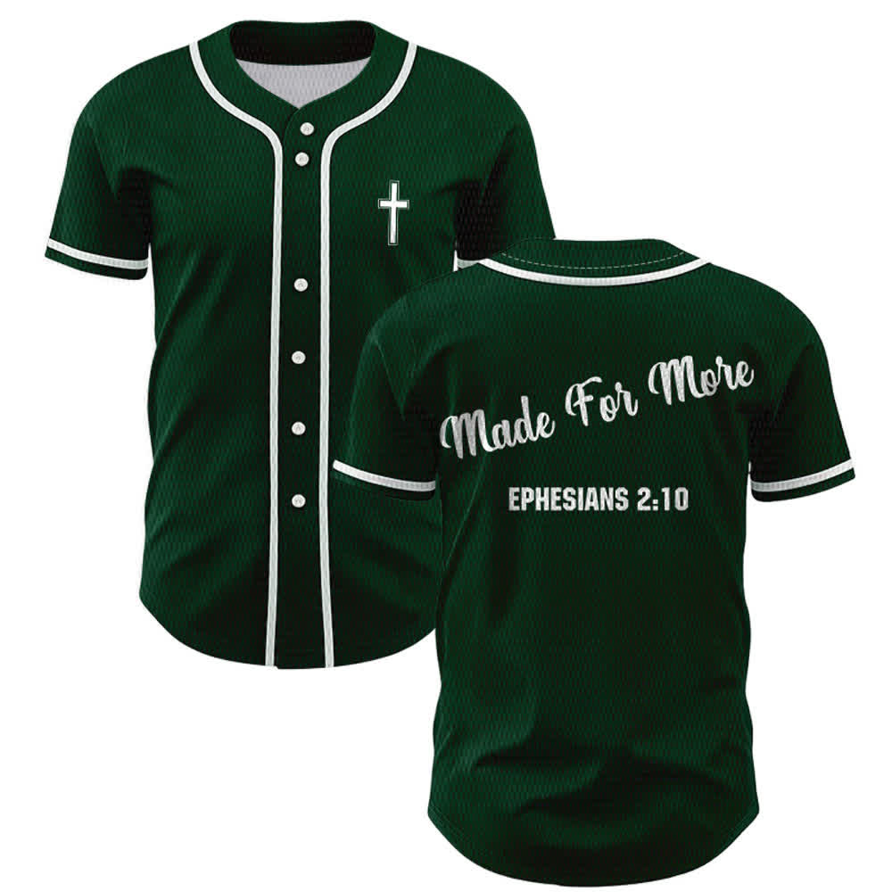 Christianartworkshop Made For More Ephesians 2:10 Unisex Baseball Jersey - Green - 5XL - image 42