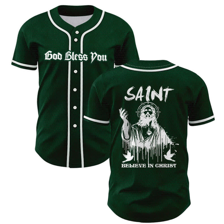 Christianartworkshop Saint Believe In Christ Unisex Baseball Jersey - Green - 5XL - image 42