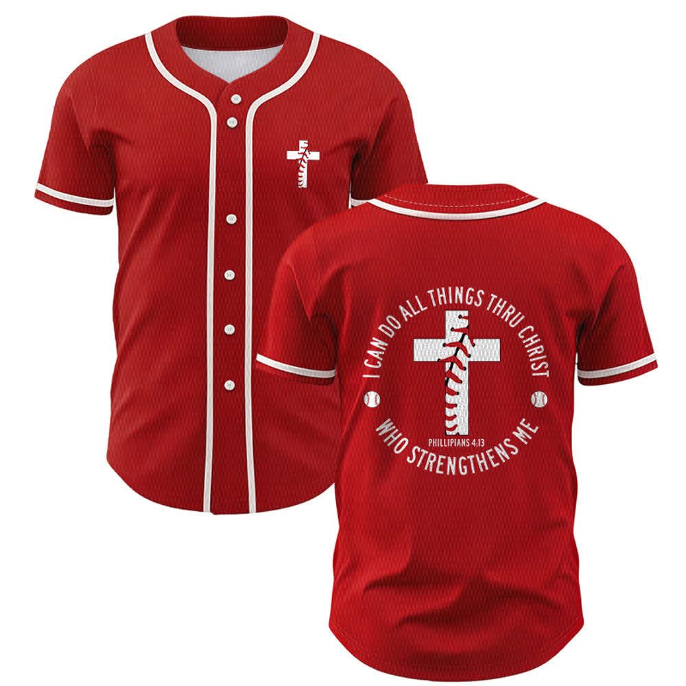 Christianartworkshop Philippians 4:13 I Can Do All Things Unisex Baseball Jersey - Red - 5XL - image 21