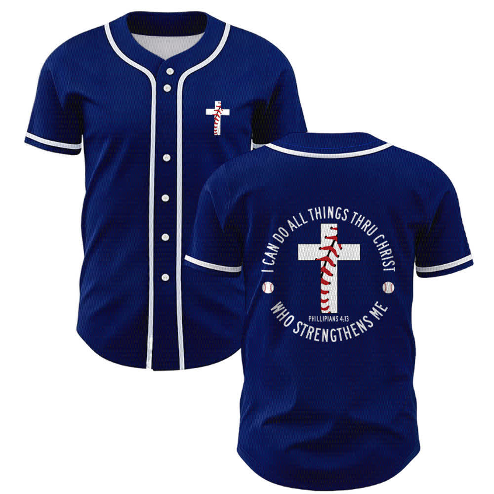 Christianartworkshop Philippians 4:13 I Can Do All Things Unisex Baseball Jersey - Navy Blue - 5XL - image 42