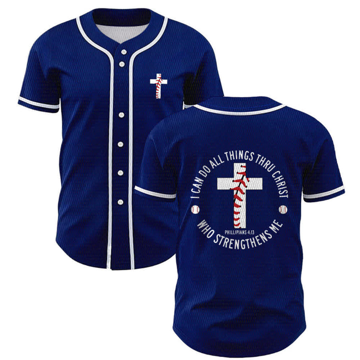Christianartworkshop Philippians 4:13 I Can Do All Things Unisex Baseball Jersey - Navy Blue - 5XL - image 42