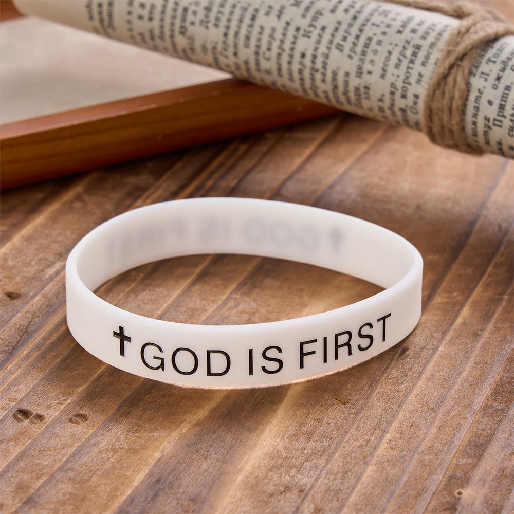 Christianartworkshop Cross Silicone Wristband With Inspirational Script: Emblem of Humble Sacred Surrender - White - image 2