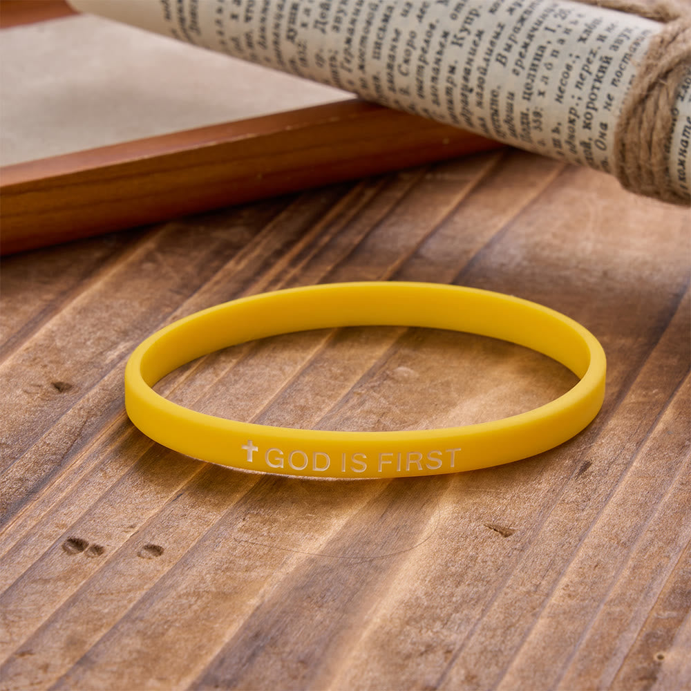 Christianartworkshop Cross Silicone Wristband With Inspirational Script: Emblem of Humble Sacred Surrender - Yellow - image 12