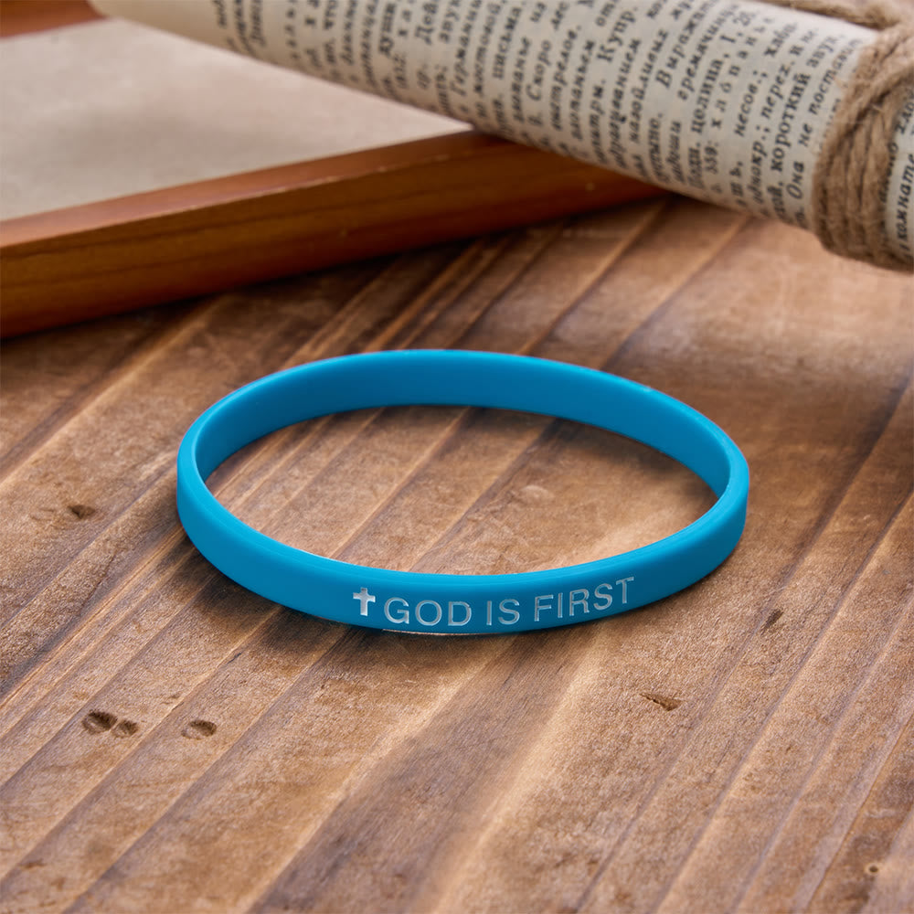 Christianartworkshop Cross Silicone Wristband With Inspirational Script: Emblem of Humble Sacred Surrender - Blue - image 20