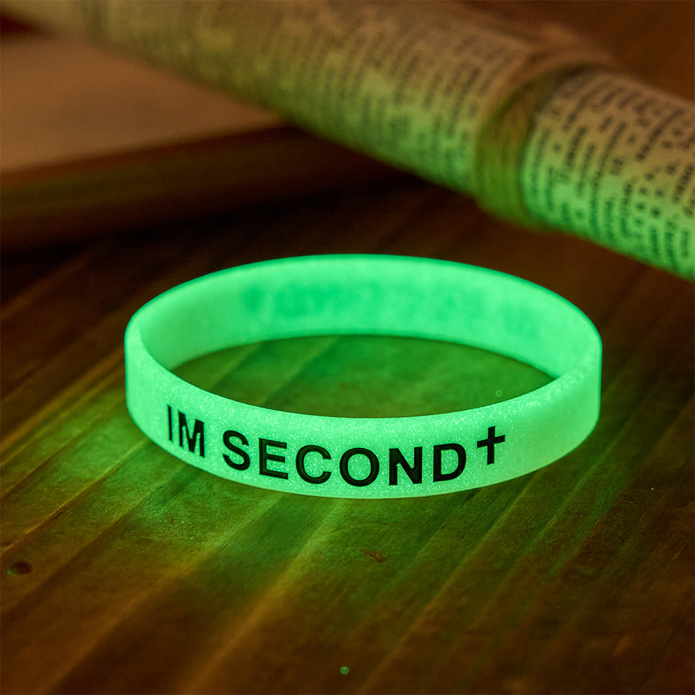 Christianartworkshop Cross Silicone Wristband With Inspirational Script: Emblem of Humble Sacred Surrender - glow-in-the-dark - image 1