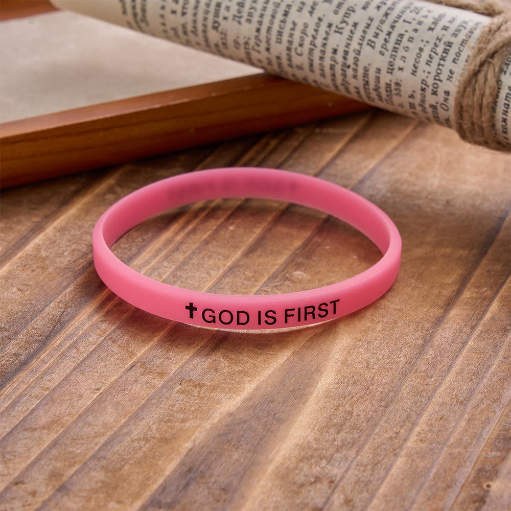 Christianartworkshop Cross Silicone Wristband With Inspirational Script: Emblem of Humble Sacred Surrender - Pink - image 19