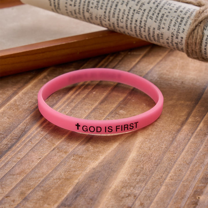 Christianartworkshop Cross Silicone Wristband With Inspirational Script: Emblem of Humble Sacred Surrender - Pink - image 19