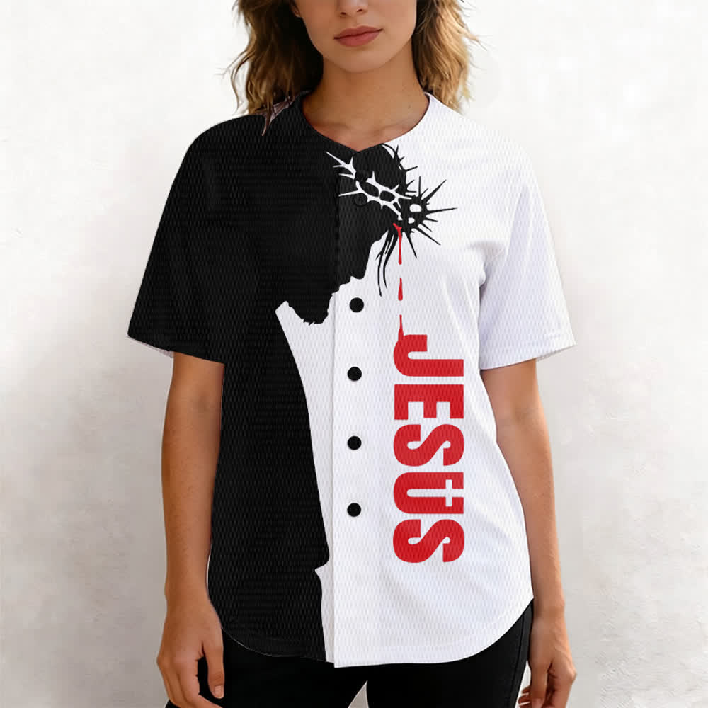 Christianartworkshop Jesus My Everything Split Faith Unisex Baseball Jersey - image 5