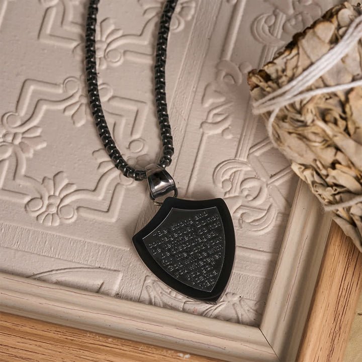 Christianartworkshop Double Sided Shield Rhinestone Cross Pendant Engraved Amor of God Joshua 1 Verse 9 Box Chain Necklace: Timeless Emblem of Gentle Heavenly Guardianship - image 11