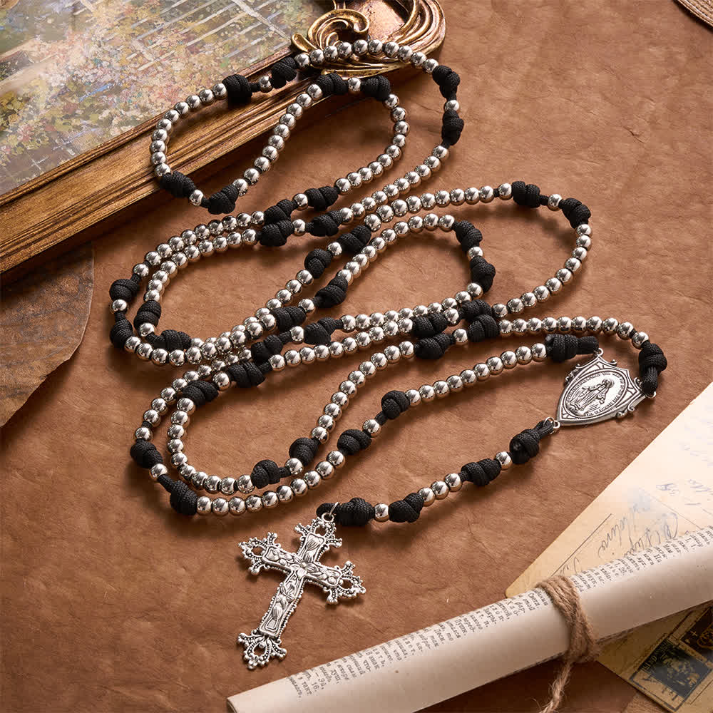 Christianartworkshop Rugged Silver-Toned Paracord 15-Decade Rosary: Carry Our Lady's Grace Wherever You Go - image 9