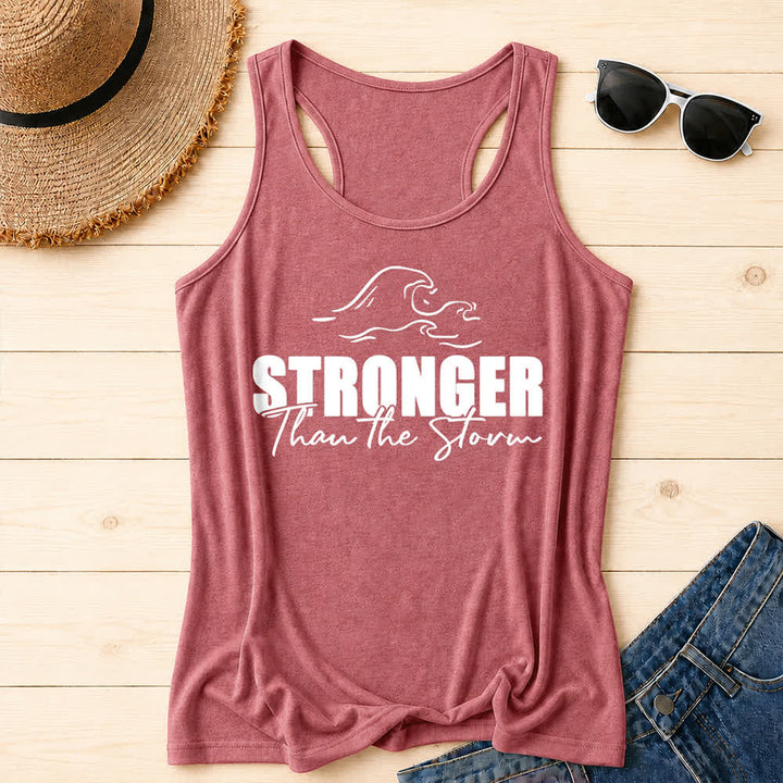 Christianartworkshop Stronger Than The Storm Wave Casual Racerback Tank Top - Pink - 2XL - image 14