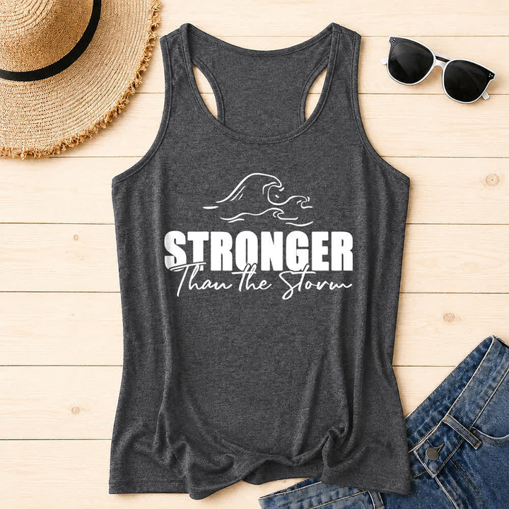 Christianartworkshop Stronger Than The Storm Wave Casual Racerback Tank Top - Grey - 2XL - image 6