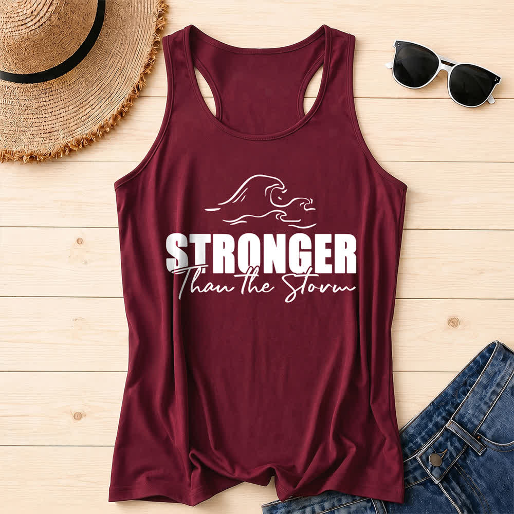 Christianartworkshop Stronger Than The Storm Wave Casual Racerback Tank Top - Wine - 2XL - image 16