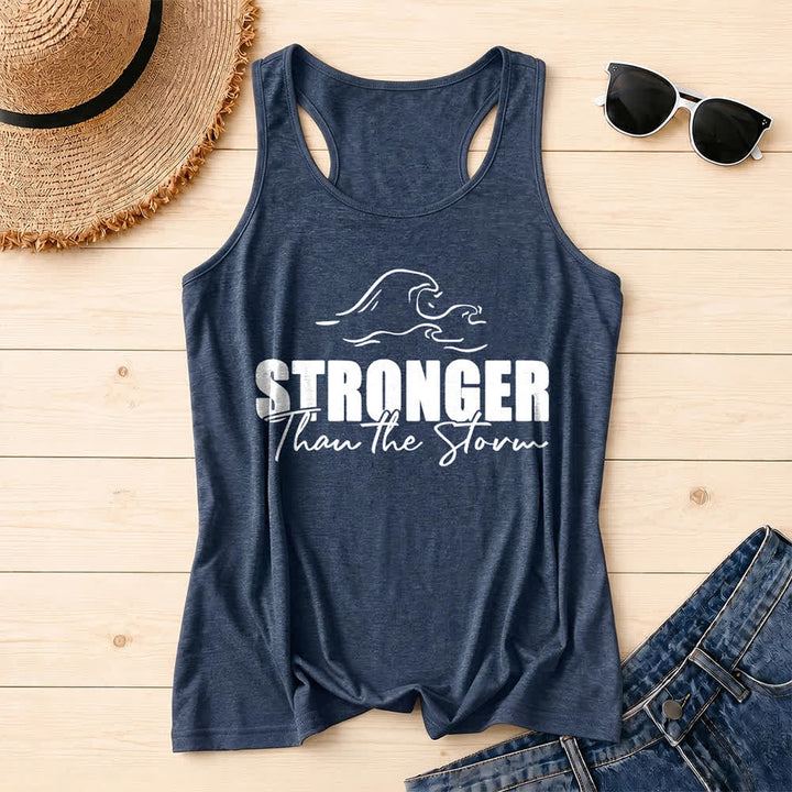Christianartworkshop Stronger Than The Storm Wave Casual Racerback Tank Top - Navy Blue - 2XL - image 8