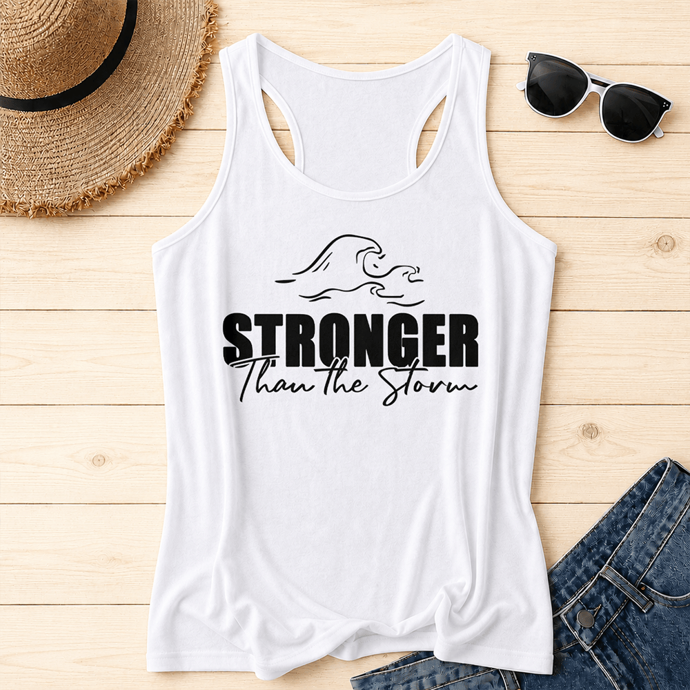 Christianartworkshop Stronger Than The Storm Wave Casual Racerback Tank Top - White - 2XL - image 4