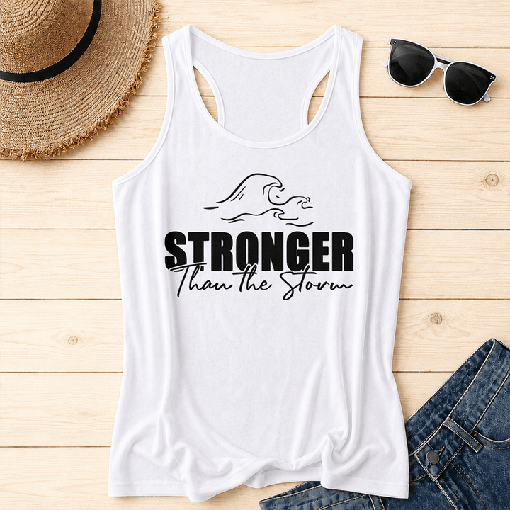 Christianartworkshop Stronger Than The Storm Wave Casual Racerback Tank Top - White - 2XL - image 4