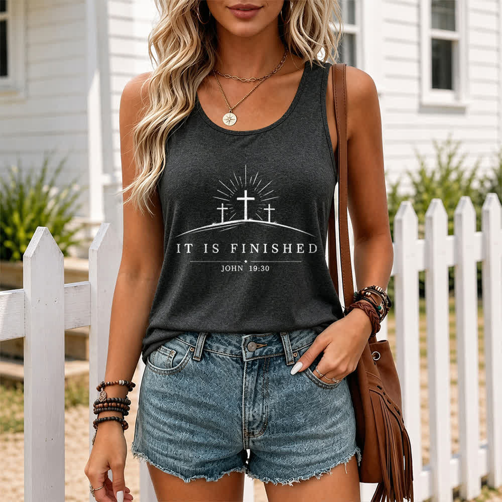 Christianartworkshop Classic Faith It Is Finished Cross Racerback Tank Top - image 5