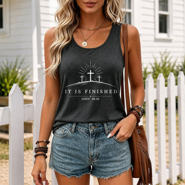 Christianartworkshop Classic Faith It Is Finished Cross Racerback Tank Top - image 5