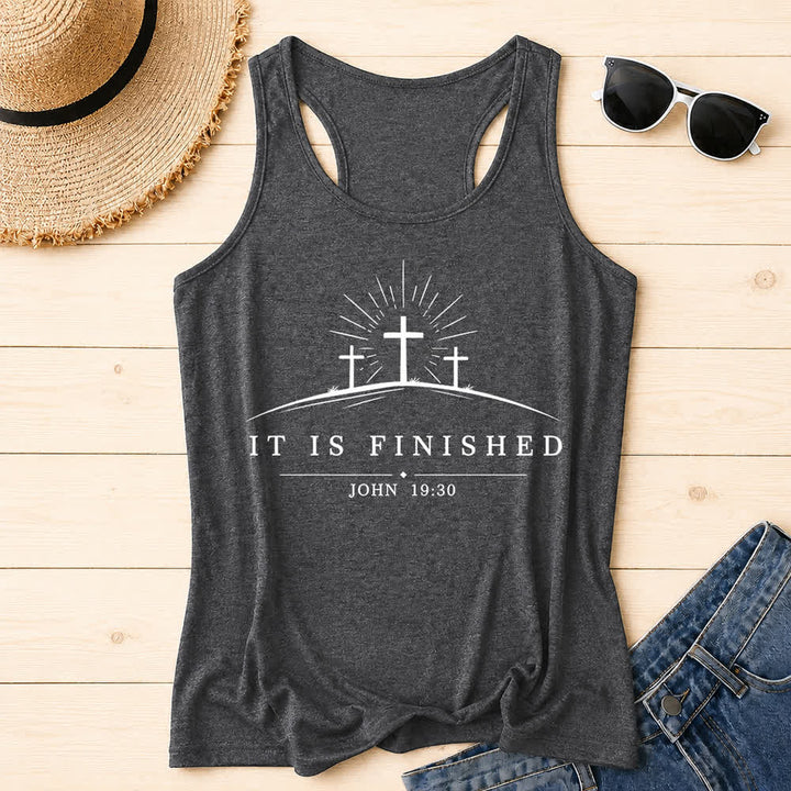 Christianartworkshop Classic Faith It Is Finished Cross Racerback Tank Top - Grey - 2XL - image 4