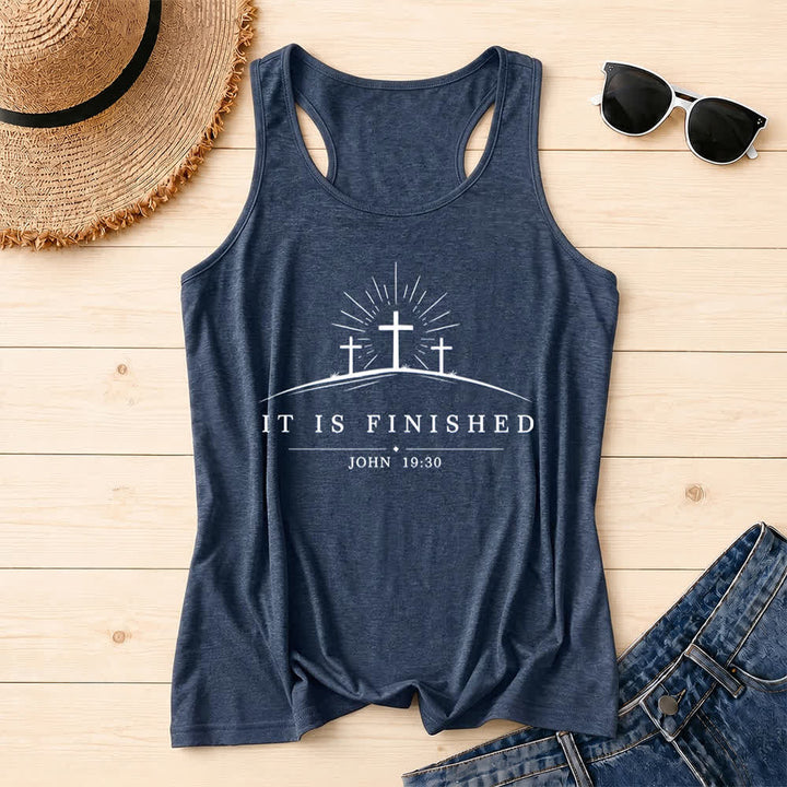 Christianartworkshop Classic Faith It Is Finished Cross Racerback Tank Top - Navy Blue - 2XL - image 8