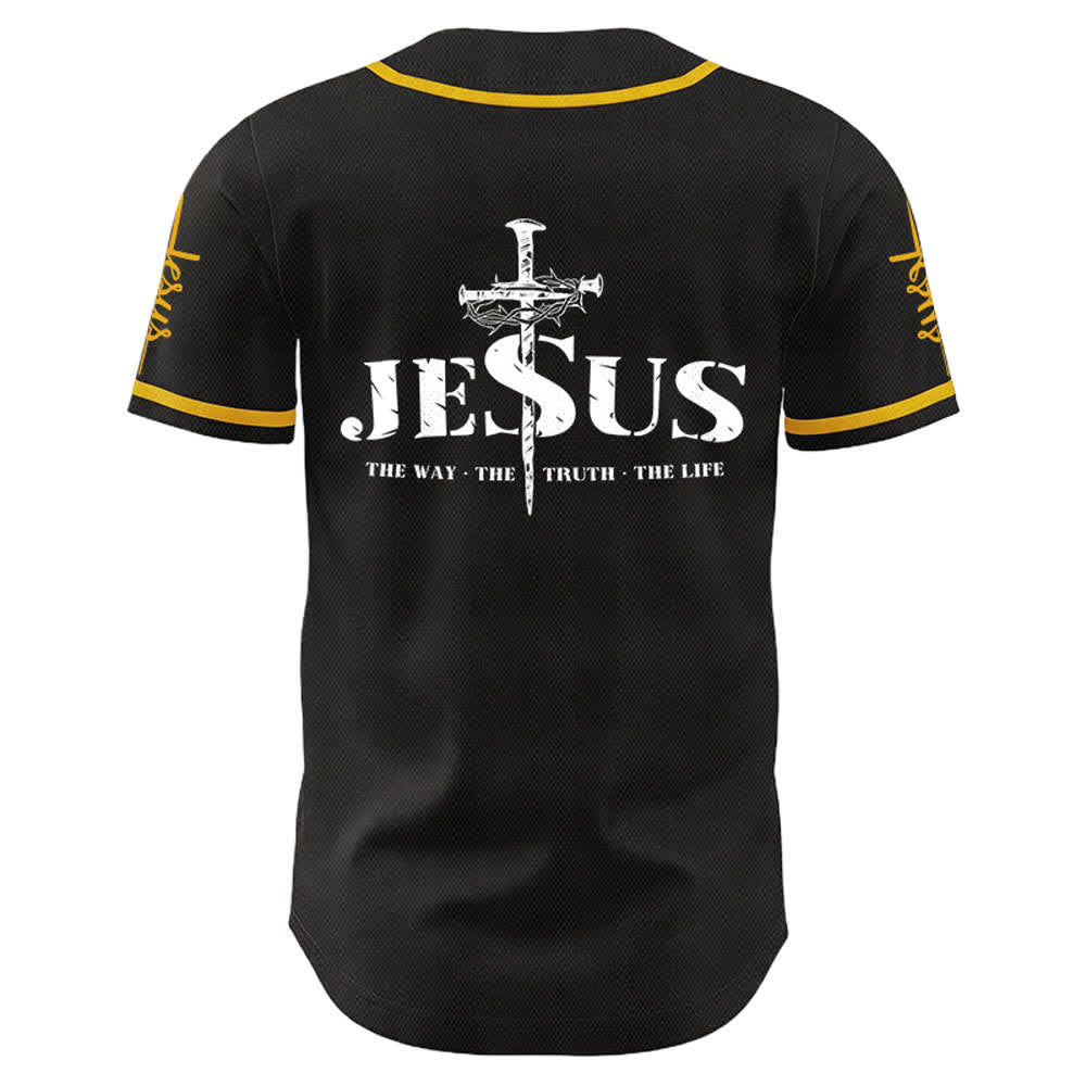 Christianartworkshop Jesus Cross Nail and Crown of Thorns Baseball Jersey - image 3
