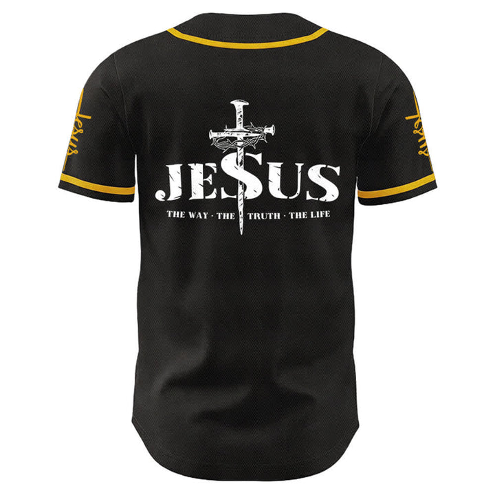 Christianartworkshop Jesus Cross Nail and Crown of Thorns Baseball Jersey - image 3