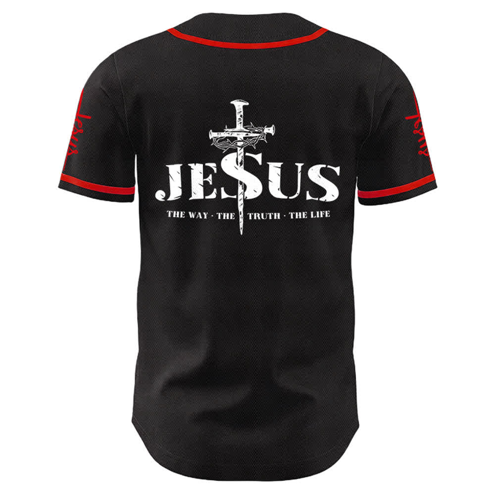 Christianartworkshop Jesus Cross Nail and Crown of Thorns Baseball Jersey - image 9