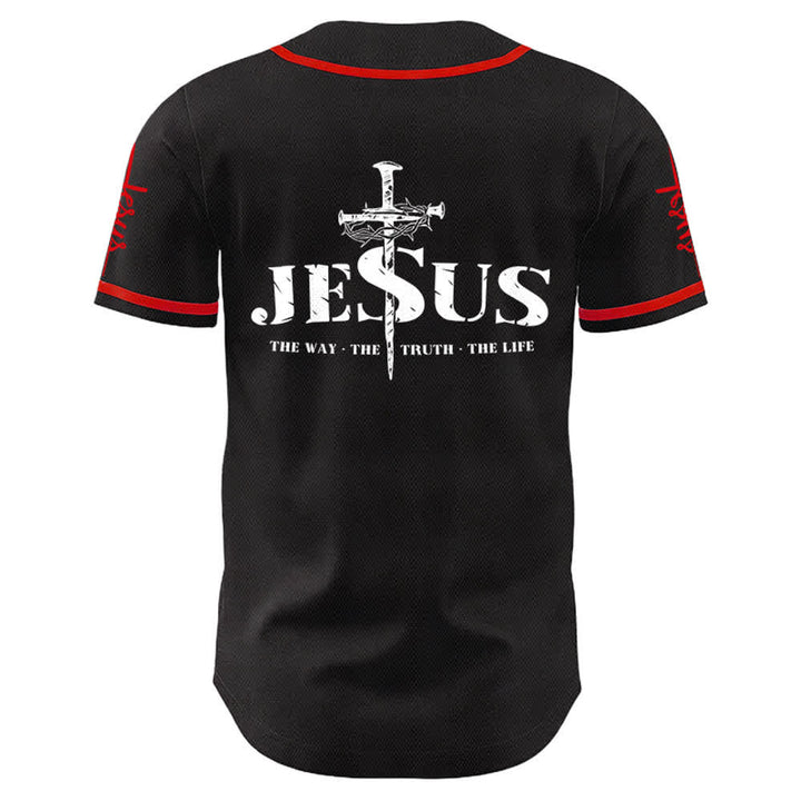 Christianartworkshop Jesus Cross Nail and Crown of Thorns Baseball Jersey - image 9