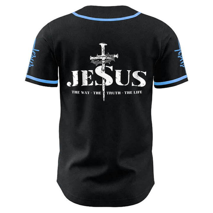 Christianartworkshop Jesus Cross Nail and Crown of Thorns Baseball Jersey - image 18