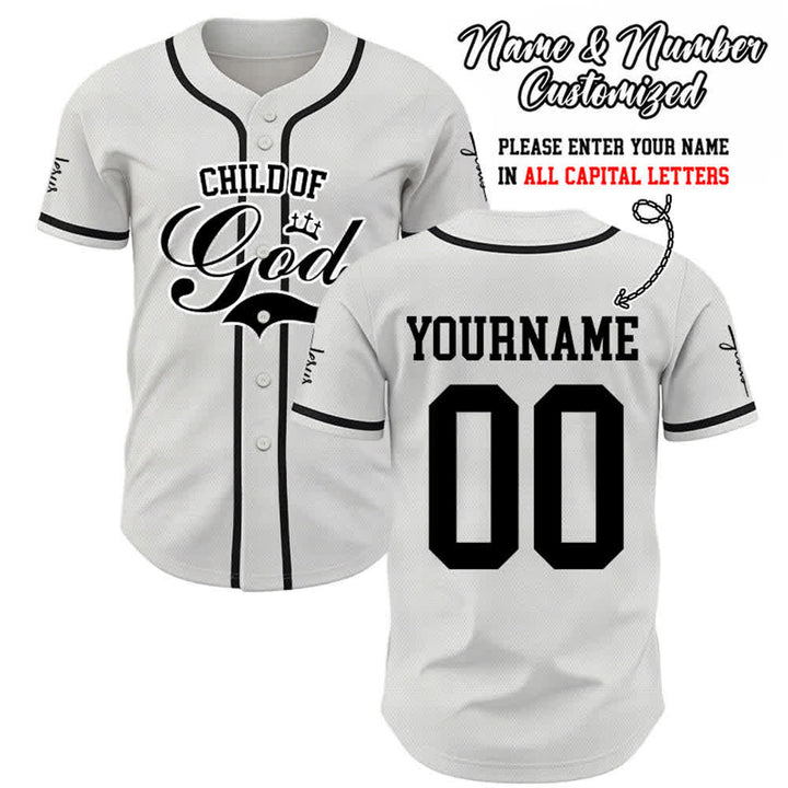 Christianartworkshop Child Of God Personalized Name Number Unisex Custom Baseball Jersey - White - 5XL - Name & Number Customized - image 0