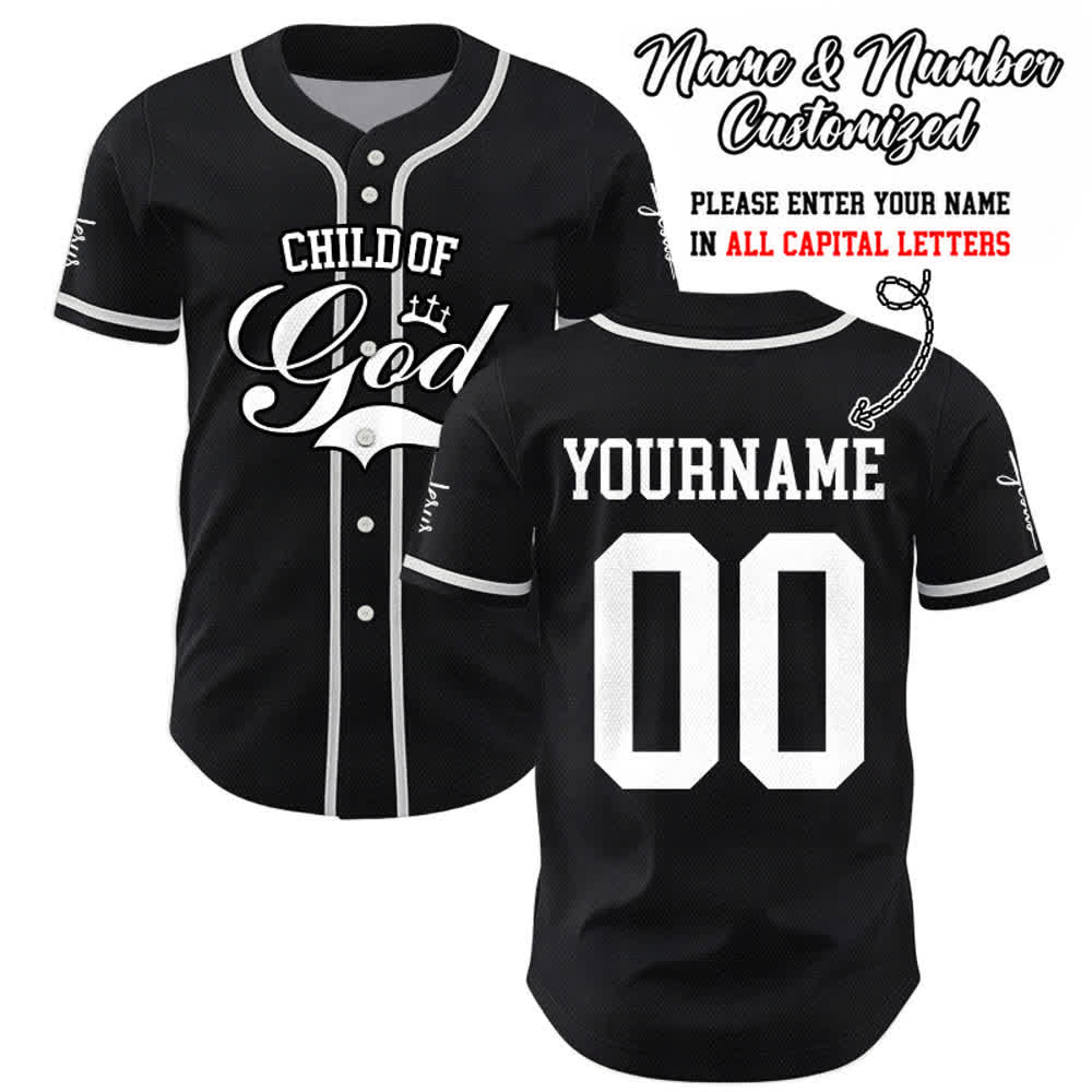 Christianartworkshop Child Of God Personalized Name Number Unisex Custom Baseball Jersey - Black - 5XL - Name & Number Customized - image 8