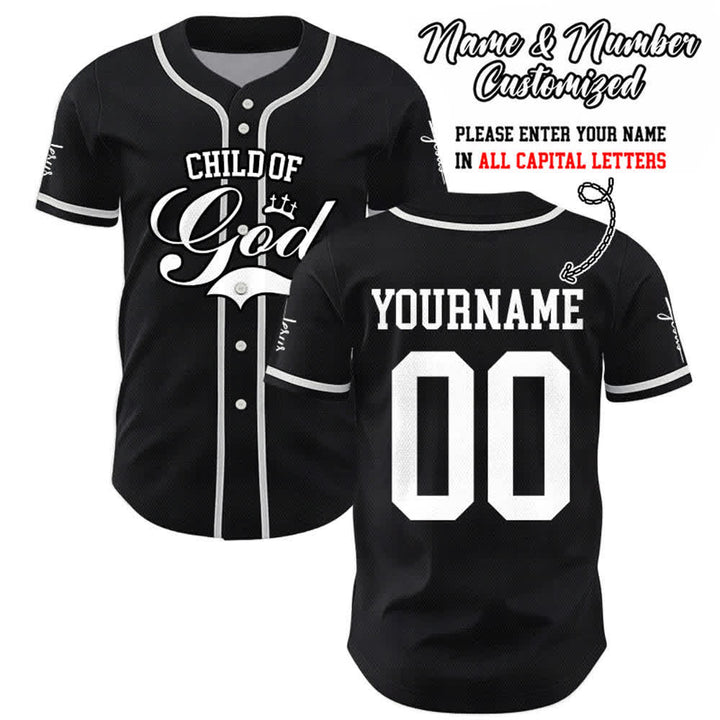 Christianartworkshop Child Of God Personalized Name Number Unisex Custom Baseball Jersey - Black - 5XL - Name & Number Customized - image 8