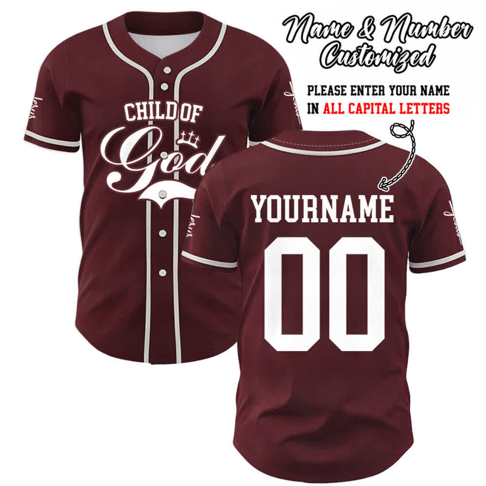 Christianartworkshop Child Of God Personalized Name Number Unisex Custom Baseball Jersey - Wine - 5XL - Name & Number Customized - image 24