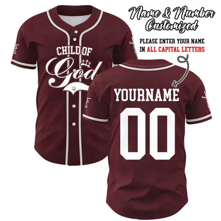 Christianartworkshop Child Of God Personalized Name Number Unisex Custom Baseball Jersey - Wine - 5XL - Name & Number Customized - image 24